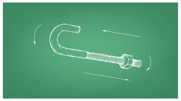 Fabricación Industria Ilustración Dibujado Mano Boceto Perno Perno Anclaje Tipo — Archivo Imágenes Vectoriales