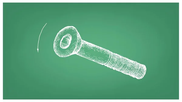 Fabricação Indústria Ilustração Esboço Desenhado Mão Parafuso Soquete Tipo Fixador — Vetor de Stock