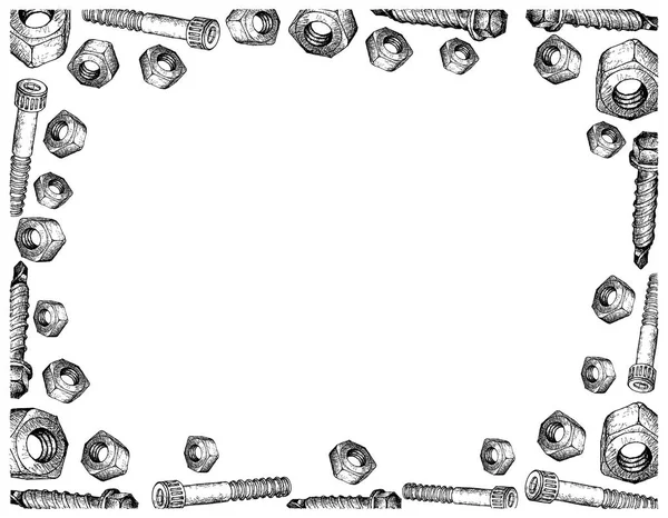 Tillverkning Och Industri Illustration Handritad Skiss Ram Socket Skruvar Hylla — Stockfoto