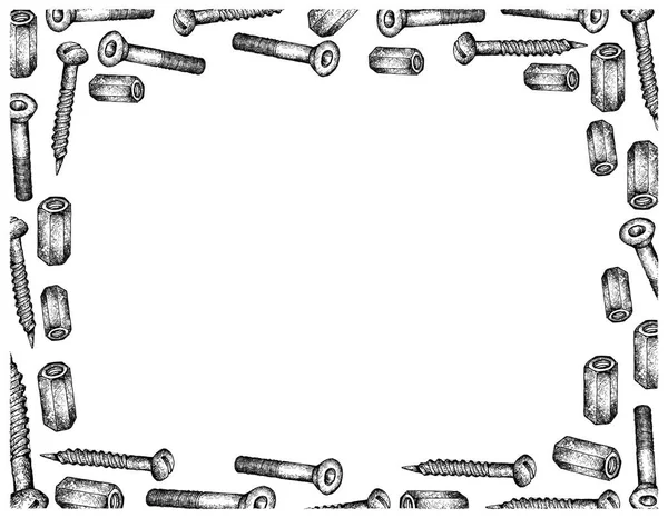 Tillverkning Och Industri Illustration Handritad Skiss Ram Koppling Nötter Socket — Stockfoto