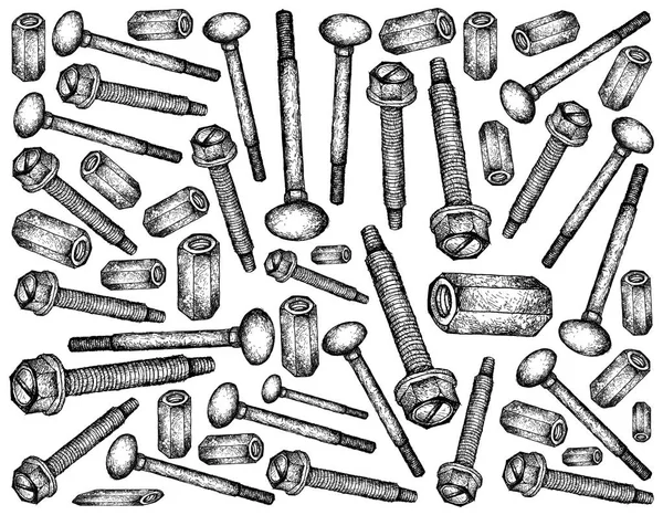 Manufacturing Industry Illustration Hand Drawn Sketch Wallpaper Background Elevator Bolts — Stock Photo, Image