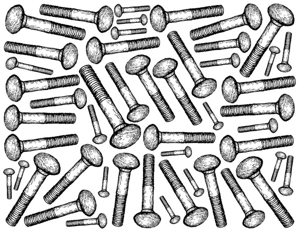 Manufacturing Industry Illustration Hand Drawn Sketch Wallpaper Background Carriage Bolt — Stock Photo, Image