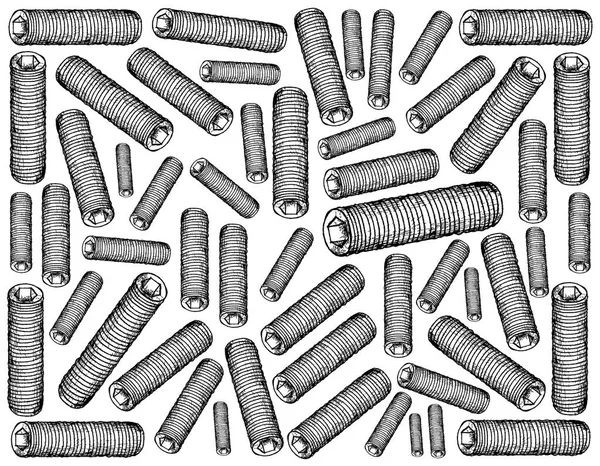 Manufacturing Industry Illustration Hand Drawn Sketch Wallpaper Background Set Screws — Stock Photo, Image