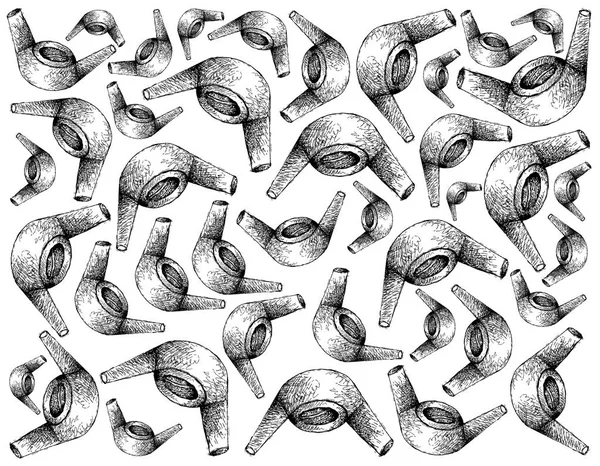 İmalat ve sanayi, el Wingnuts veya kanat fındık çizilmiş kroki duvar kağıdı arka plan. İle birlikte parçaları tutturmak için cıvata çiftleşme ile birlikte kullanılan vida dişli delik zımba.