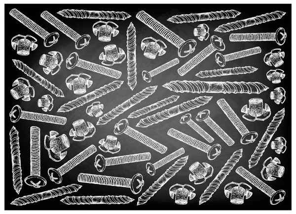 제조와 나사의 손으로 스케치 나사와 칠판에 — 스톡 사진