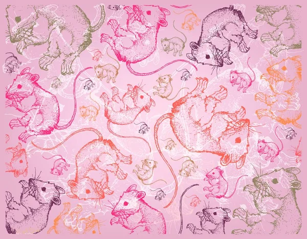 秋季动物 插图壁纸的背景手绘的田野小鼠 象征的动物显示秋天季节的征兆 — 图库照片