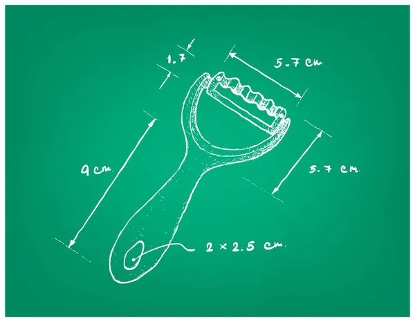 Illustration Hand Drawn Sketch Dimension Fruit Vegetable Knife Slicer Grated — Stock Vector