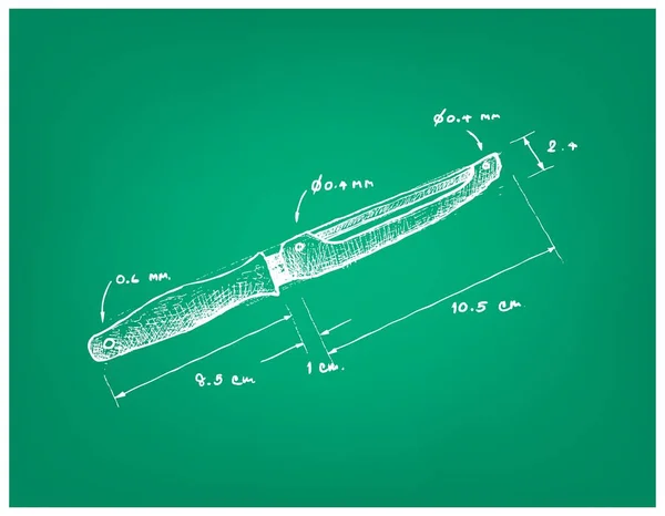 Illustration Hand Drawn Sketch Dimension Fruit Vegetable Knife Peeler Kitchen — Stock Vector