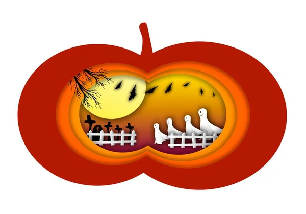 Buon Halloween Dei Fantasmi Che Vanno Alla Festa Nella Notte — Vettoriale Stock