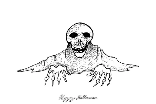 Feriados Celebrações Ilustração Esboço Desenhado Mão Esqueleto Mal Isolado Fundo — Vetor de Stock