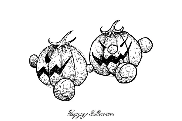 Holidays Celebrations Illustration Hand Drawn Sketch Jack Lantern Pumpkins Isolated — Stock Vector