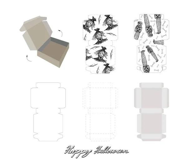 Die Cut Patrón Plantilla Caja Cartón Para Llevar Simulan Para — Archivo Imágenes Vectoriales