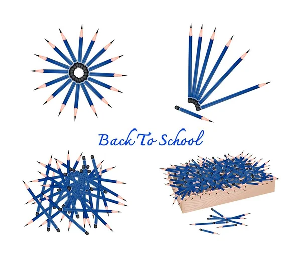 艺术供应 Sset 削尖的详细的铅笔为写或速写和画被隔绝在白色背景的图片 欢迎回到学校报名 — 图库矢量图片