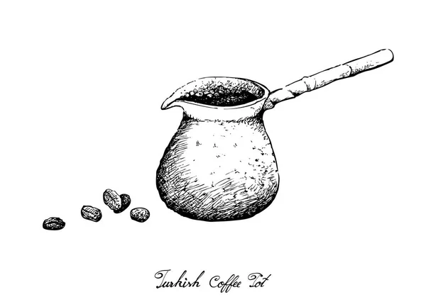 トルコ料理 トルコ Cezve コーヒー ポットとコーヒー トルコで人気の飲み物の — ストックベクタ