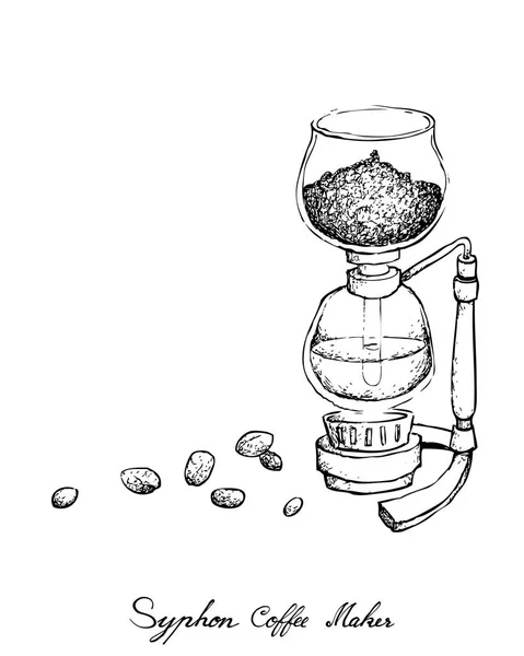 Illustrazione Disegno Disegnato Mano Macchina Caffè Sottovuoto Macchina Caffè Syphon — Vettoriale Stock