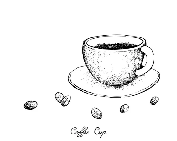 Illustration Croquis Dessiné Main Une Tasse Café Avec Haricot Café — Image vectorielle