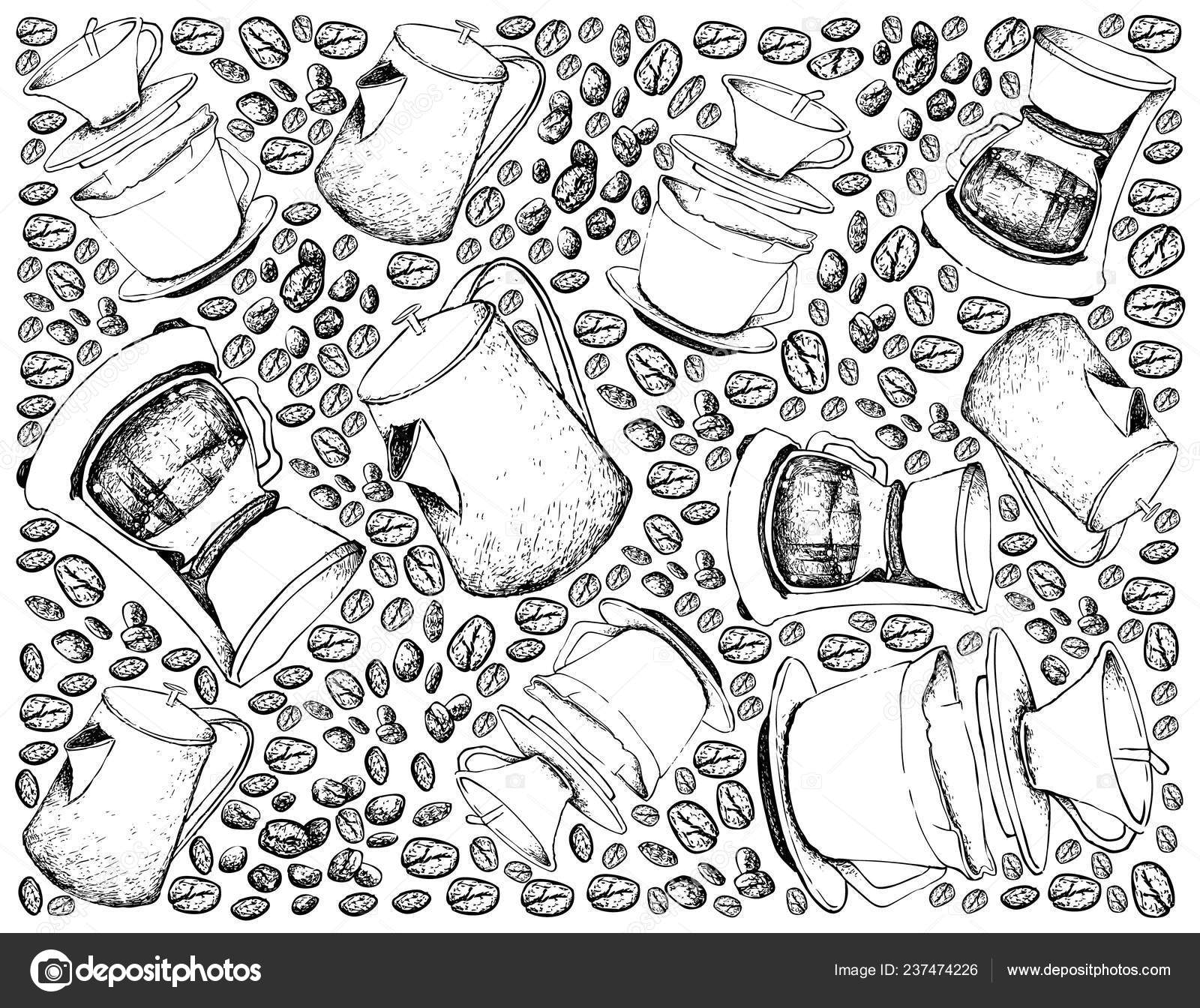 Illustration Wallpaper Background Hand Drawn Sketch Coffee Beans Drip Coffeemakers Vector Image By C Iamnee Vector Stock