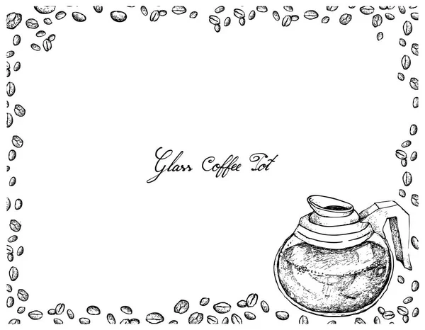 Café Illustration Esquisse Dessinée Main Grains Café Avec Pot Verre — Image vectorielle