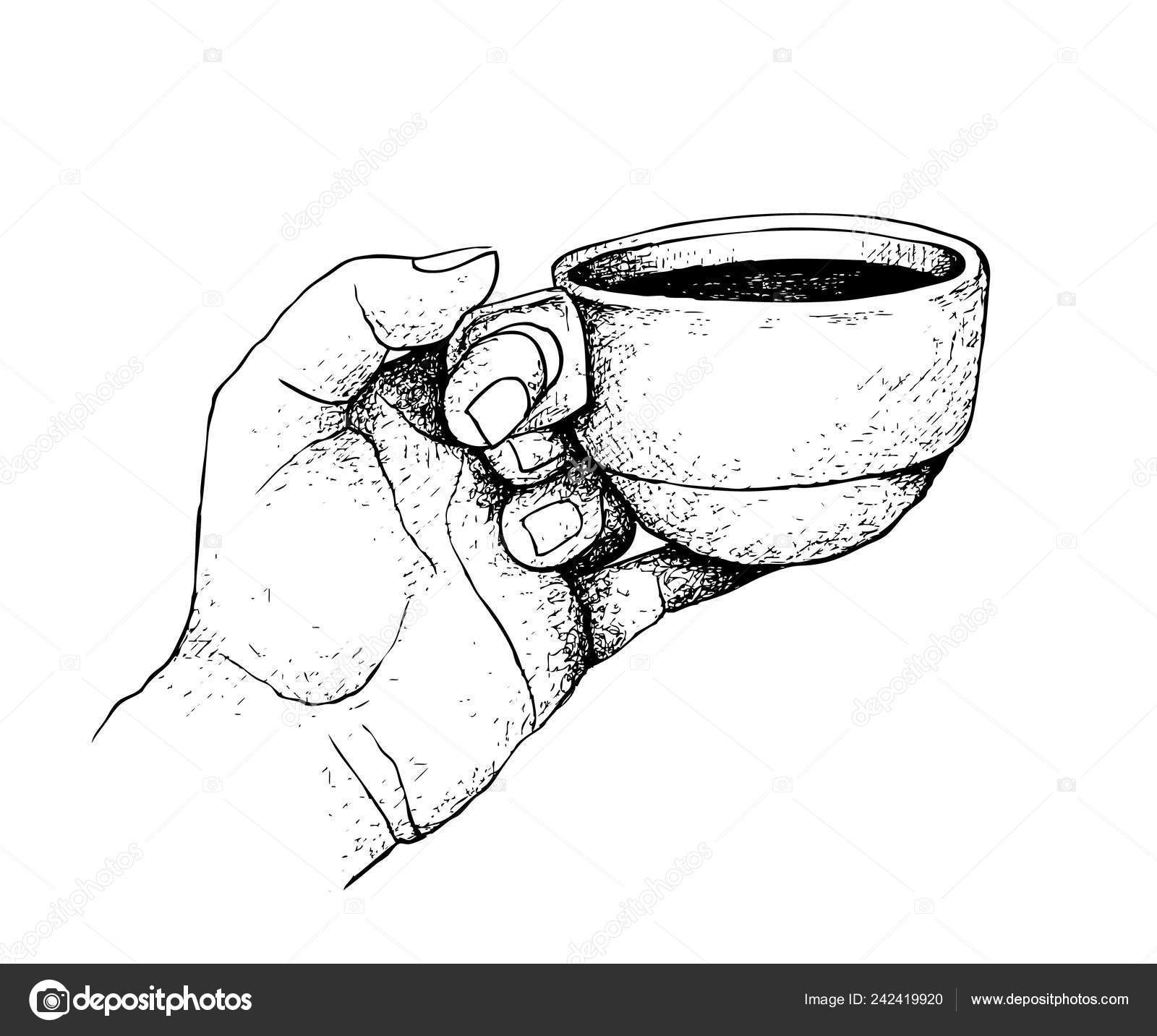 Coffee Time Illustration Hand Drawn Sketch Hand Holding Cup Coffee Vector Image By C Iamnee Vector Stock