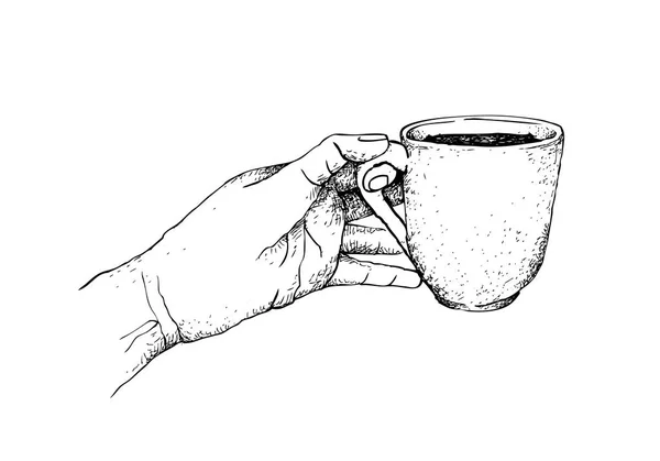 Kahve Saati Bir Fincan Kahve Beyaz Arka Plan Üzerinde Izole — Stok Vektör