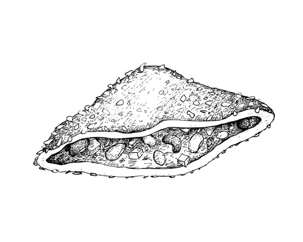 Ilustracja Odręczny Szkic Pyszne Chrupiące Kanapka Sweet Odciski Fasoli Białym — Wektor stockowy