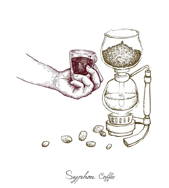 Illustration Esquisse Dessinée Main Une Cafetière Vide Une Cafetière Siphon — Image vectorielle