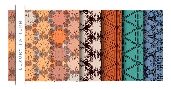 贅沢な壁紙パターンの背景のセット — ストックベクタ