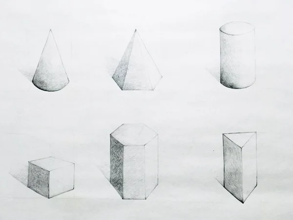 Desenho desenhado à mão do conjunto de formas geométricas — Fotografia de Stock