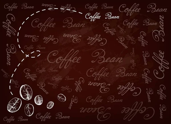 Hand Drawn of Coffee Beans on Brown Background — Stock Vector