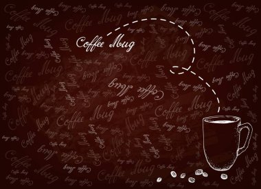 Kavrulmuş Fasulye ile Kahve Mug El Çizilmiş Arka Plan