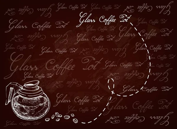 Kahve Çekirdekleri ile Cam Tencere El Çizilmiş Arka Plan — Stok Vektör