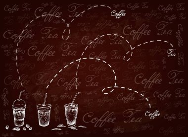 Hand Drawn Background of Iced Coffee and Tea clipart