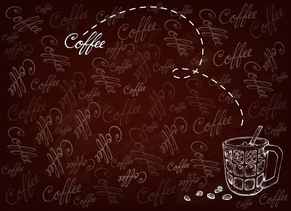 Buzlu Kahve ve Çay'ın Elle Çizilmiş Arka Planı — Stok Vektör