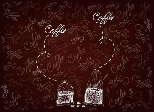 Handgezeichneter Hintergrund von thailändischem Eiskaffee und Tee — Stockvektor