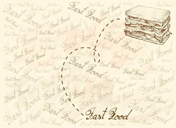 Sfondo disegnato a mano di panino fresco fatto in casa — Vettoriale Stock