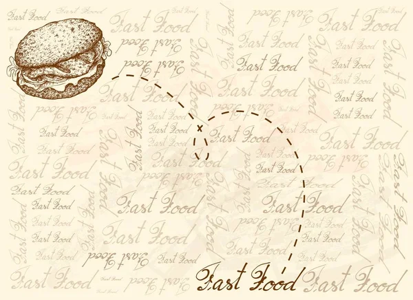 Sfondo disegnato a mano di panino alla brace alla griglia — Vettoriale Stock