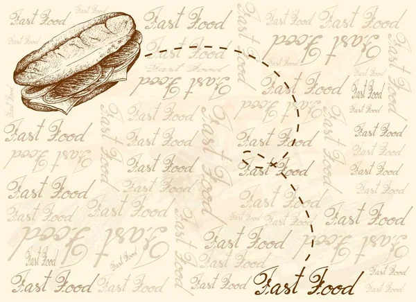 Sfondo disegnato a mano di Philadelphia Cheesesteak Sandwich — Vettoriale Stock
