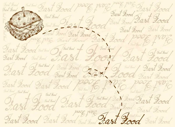 全谷物面包三明治的手绘背景 — 图库矢量图片