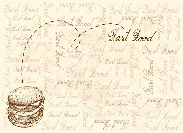 Sfondo disegnato a mano di hamburger di manzo fresco — Vettoriale Stock