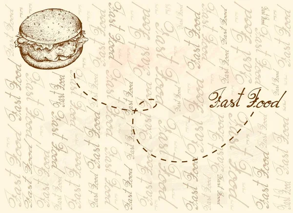 Fond dessiné à la main de burger de poulet frit — Image vectorielle