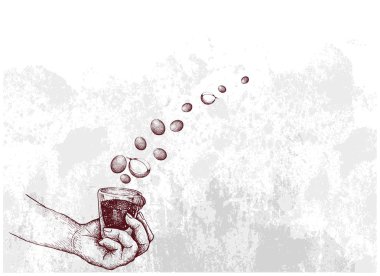 Kahve Çilek ile Kahve Bir Shot Tutan El Holding