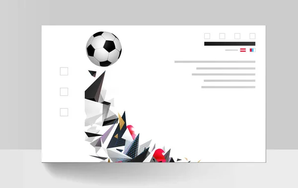 Fútbol Blanco Negro Con Fondo Geométrico Abstracto Deportivo — Archivo Imágenes Vectoriales