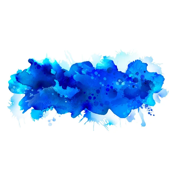 Aquarelle Bleue Grande Tache Étalée Sur Fond Blanc — Image vectorielle