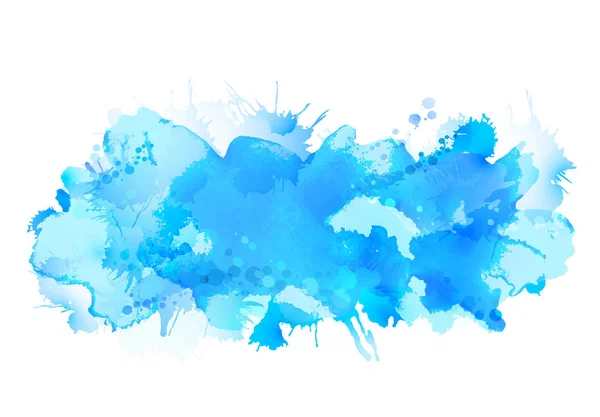 Blue Watercolor Big Blot Spread White Background — Stock Vector