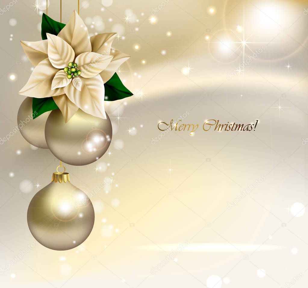 Merry Christmas background. Festive symbols on the Holiday background.
