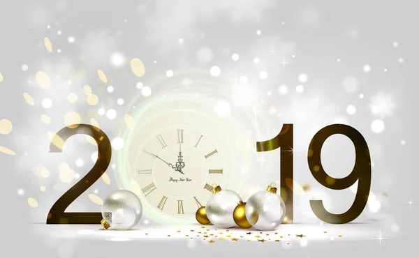 2019 Новий Рік Вітальний Фон Векторні Ілюстрації Ліцензійні Стокові Вектори