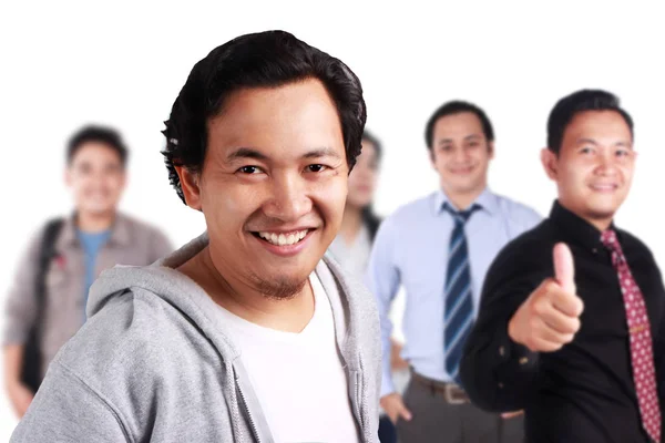 Erfolgreiche Selbstbewusste Menschen Die Zusammen Lächeln Attraktive Junge Leiter Kreativer — Stockfoto