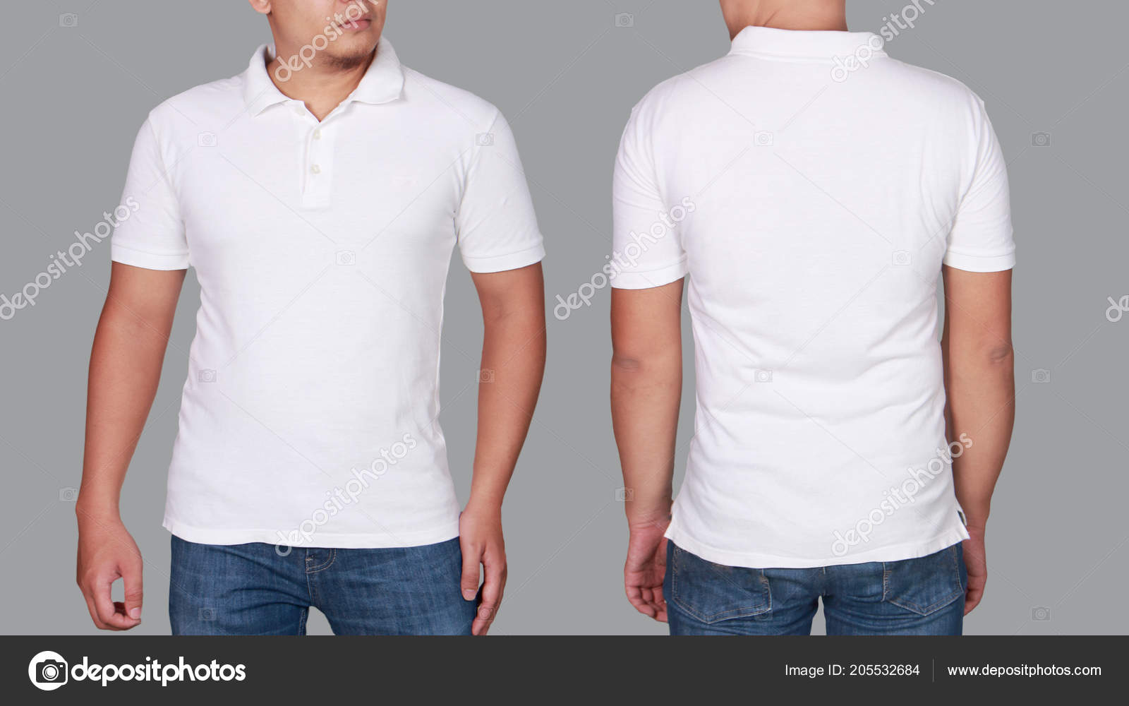 Download White Polo Shirt Mock Front Back View Isolated Male Model ...