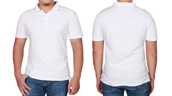Download White Polo Shirt Mock Front Back View Isolated Male Model ...