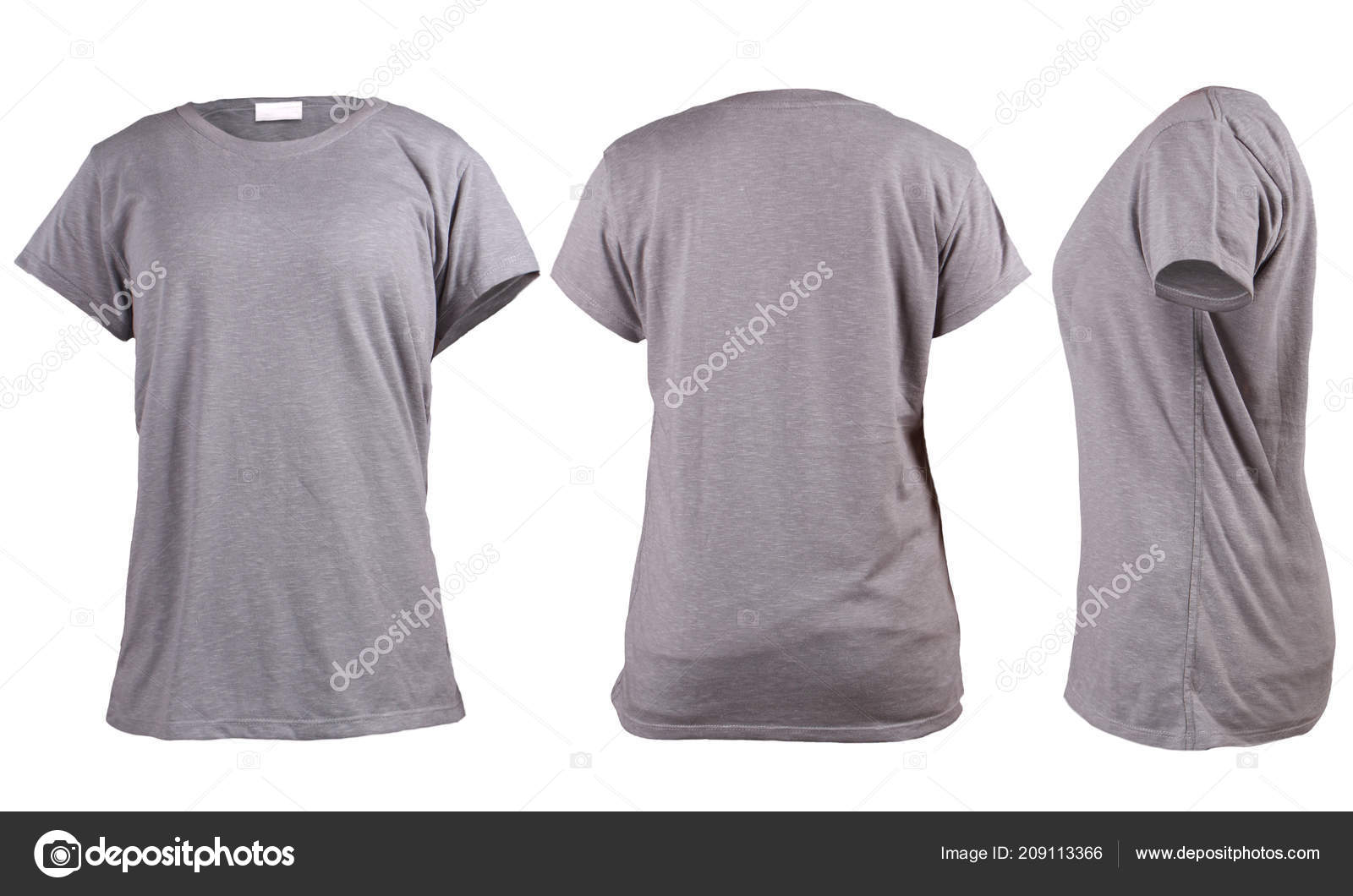 Women Grey Shirt Front Back Rear Side View Template Blank Stock Photo Image By C Airdone 209113366